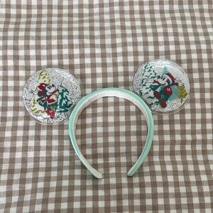 Disney-Inspired Mint Green Mickey Mouse Snow Globe Ear Headband